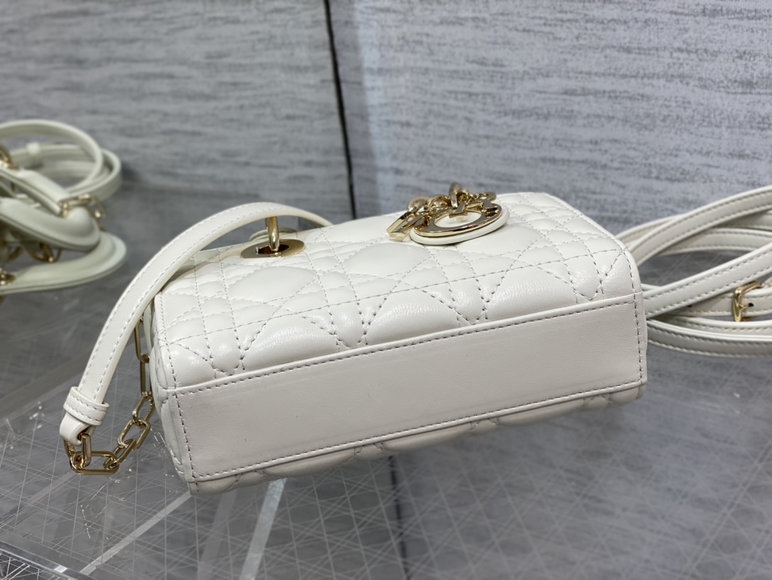 Micro Lady D-Joy Bag Latte Cannage Lambskin